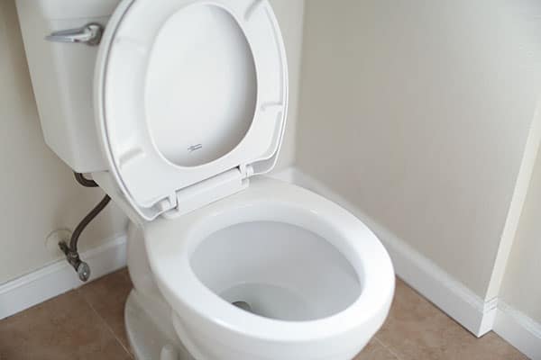 a toilet with the seat up